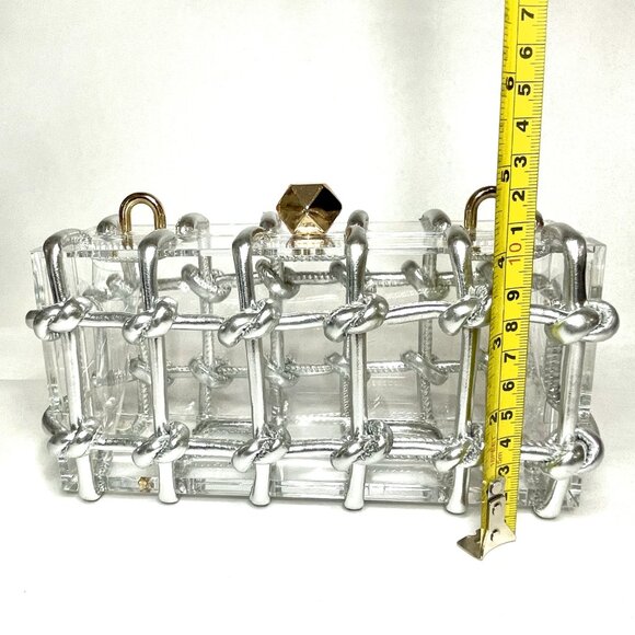 Acrylic Clutch/Crossbody Bag with silver knot design - Picture 12 of 14